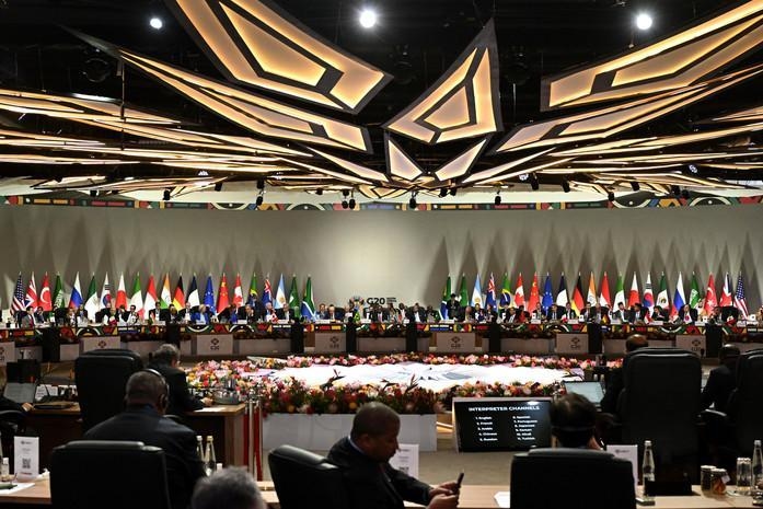 South African President Cyril Ramaphosa delivers opening remarks as he chairs a plenary session of the G20 Leaders Summit on Nov. 22, 2025, in Johannesburg, South Africa. Photo: Leon Neal / Getty Images