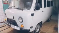 A UAZ vehicle provided by Roscosmos to the motorcycle club platoon