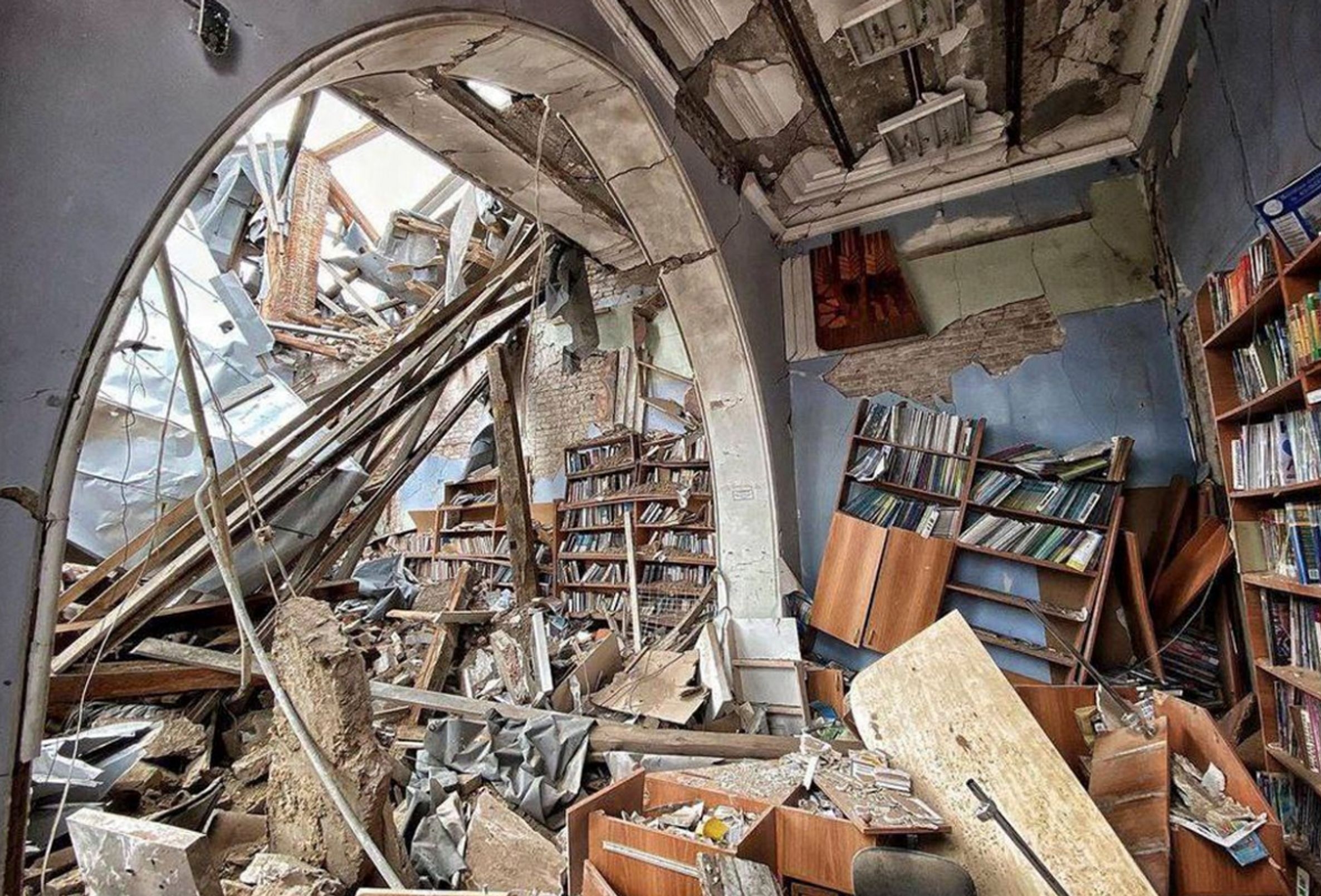 Ruined bookshelves