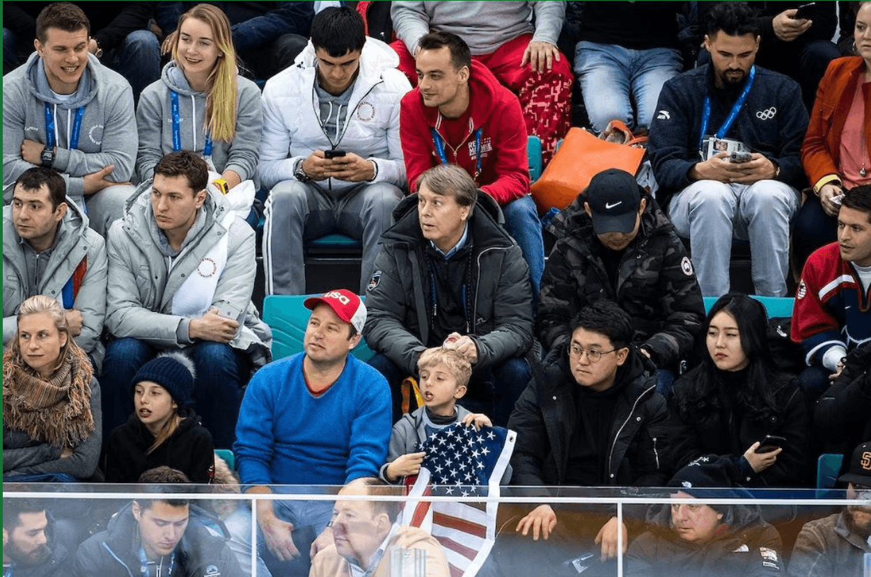 Fedorov and Kovalev at the PyeongChang stadium, 2018