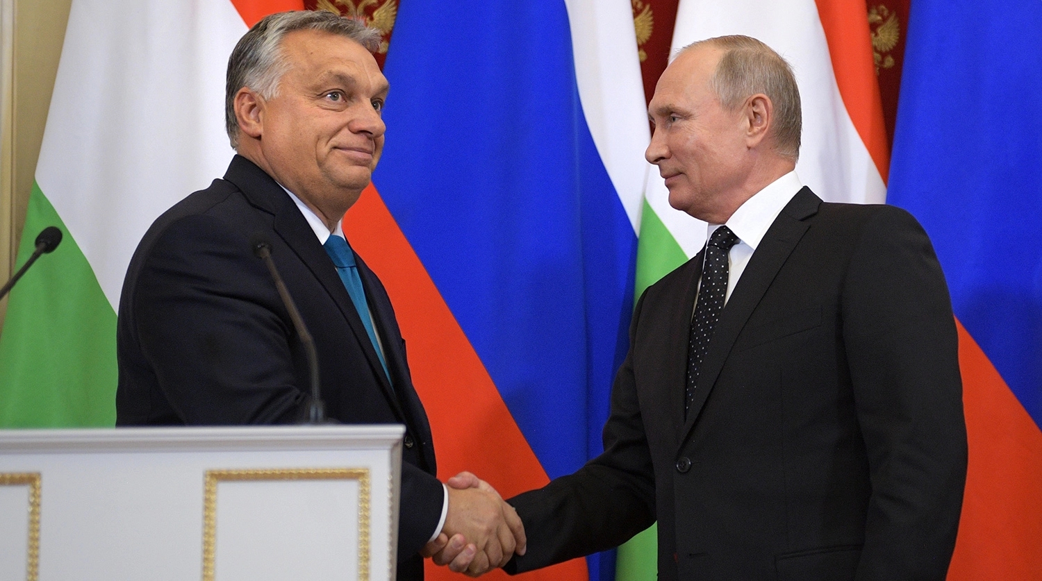Hungary’s then-PM Viktor Orbán at a meeting with Vladimir Putin