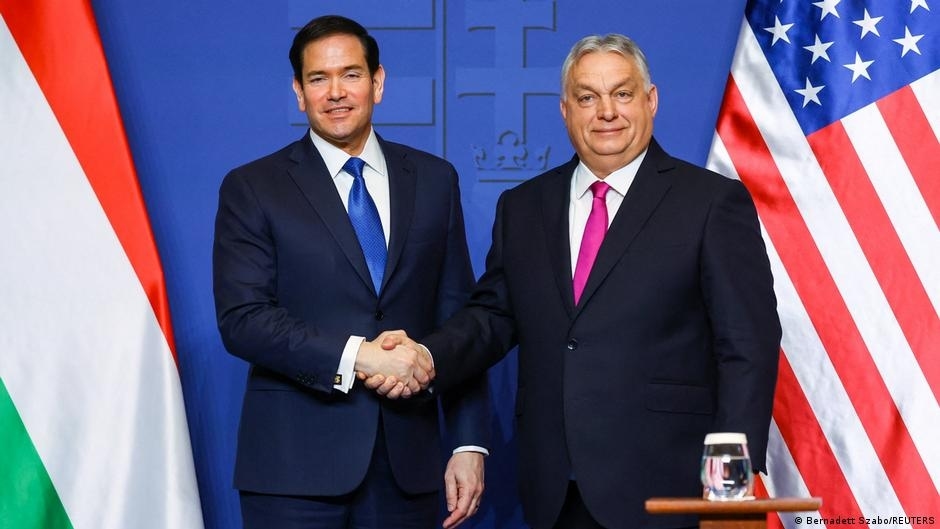US Secretary of State Marco Rubio during a meeting with Hungarian Prime Minister Viktor Orbán