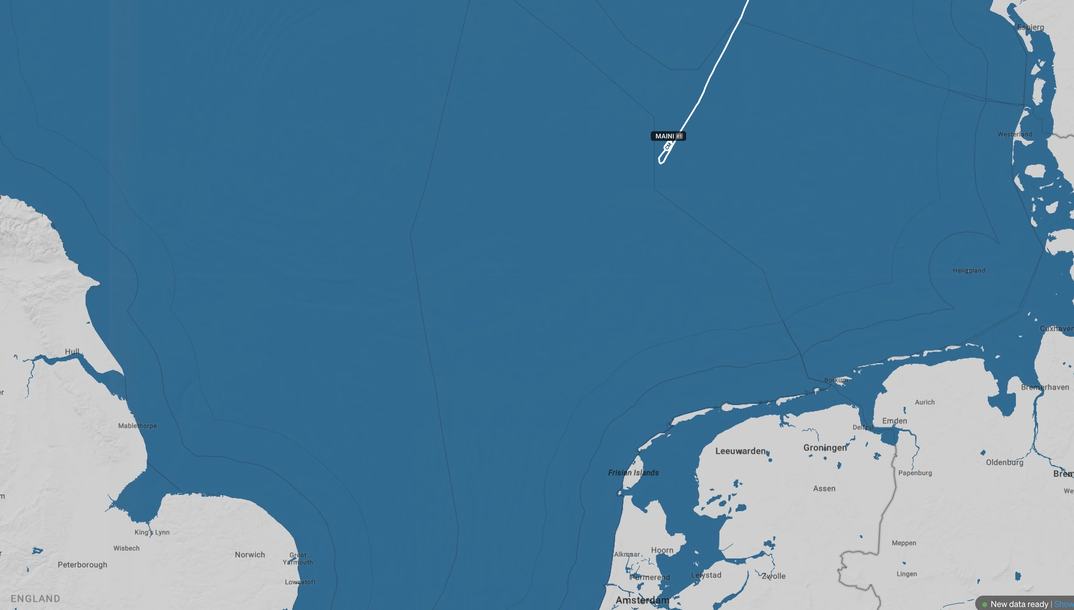 The Cameroon-flagged tanker MAINI turned around while en route to the English Channel
