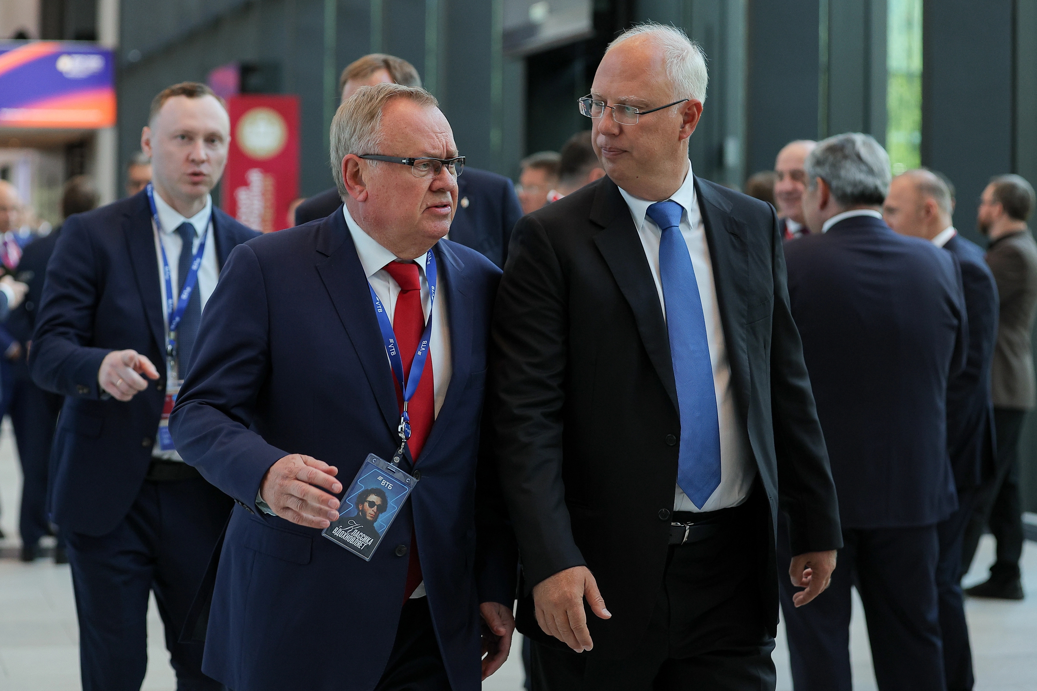 VTB head Andrei Kostin at SPIEF 2026 alongside chief negotiator Kirill Dmitriev