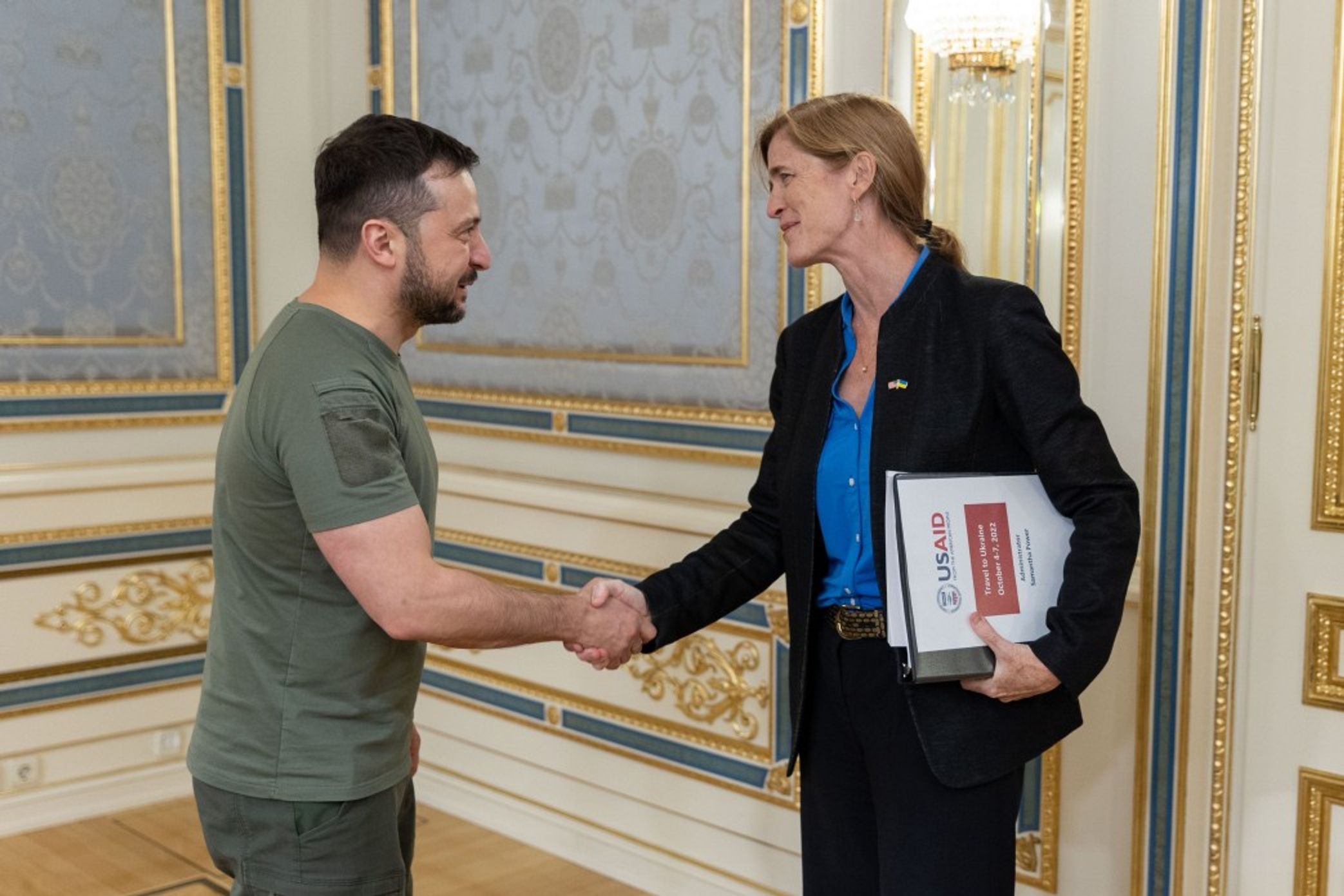 Volodymyr Zelensky's meeting with Biden-era USAID Administrator Samantha Power in Kyiv, 2022
