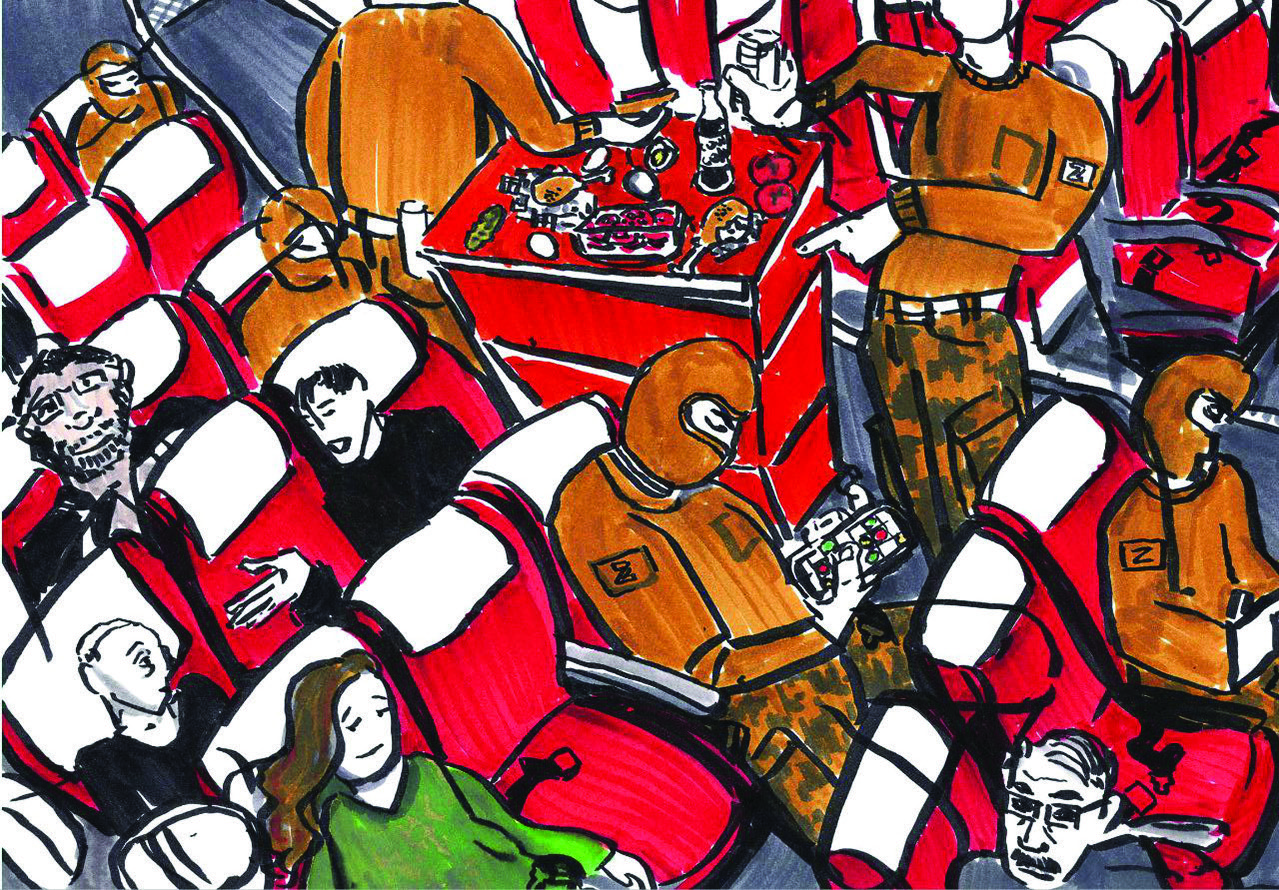 В странном самолёте. Рисунок Саши Скочиленко