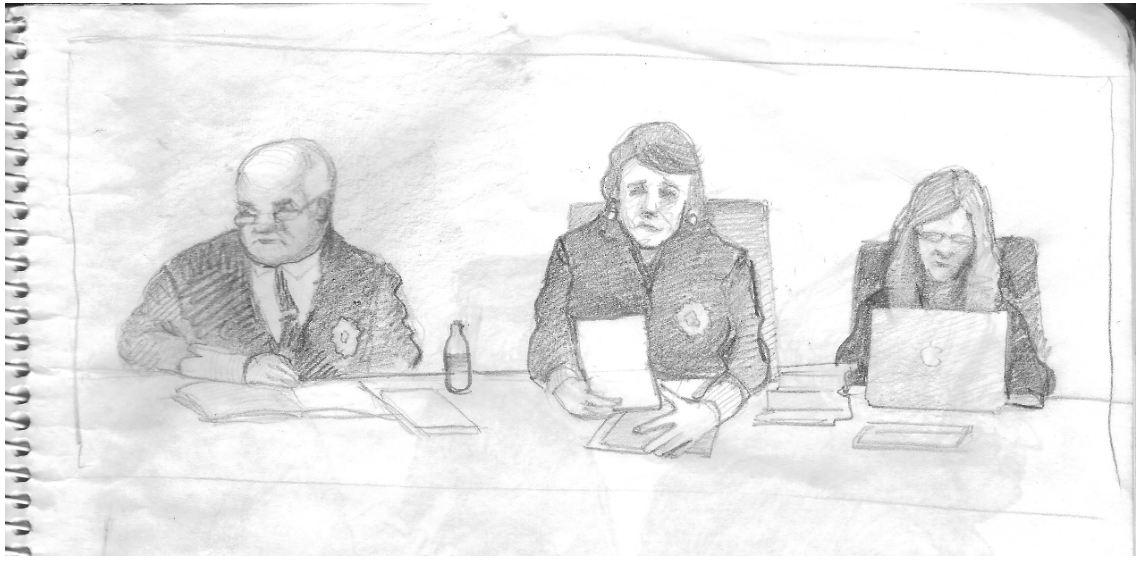 The judges (sketch by David Hakim)