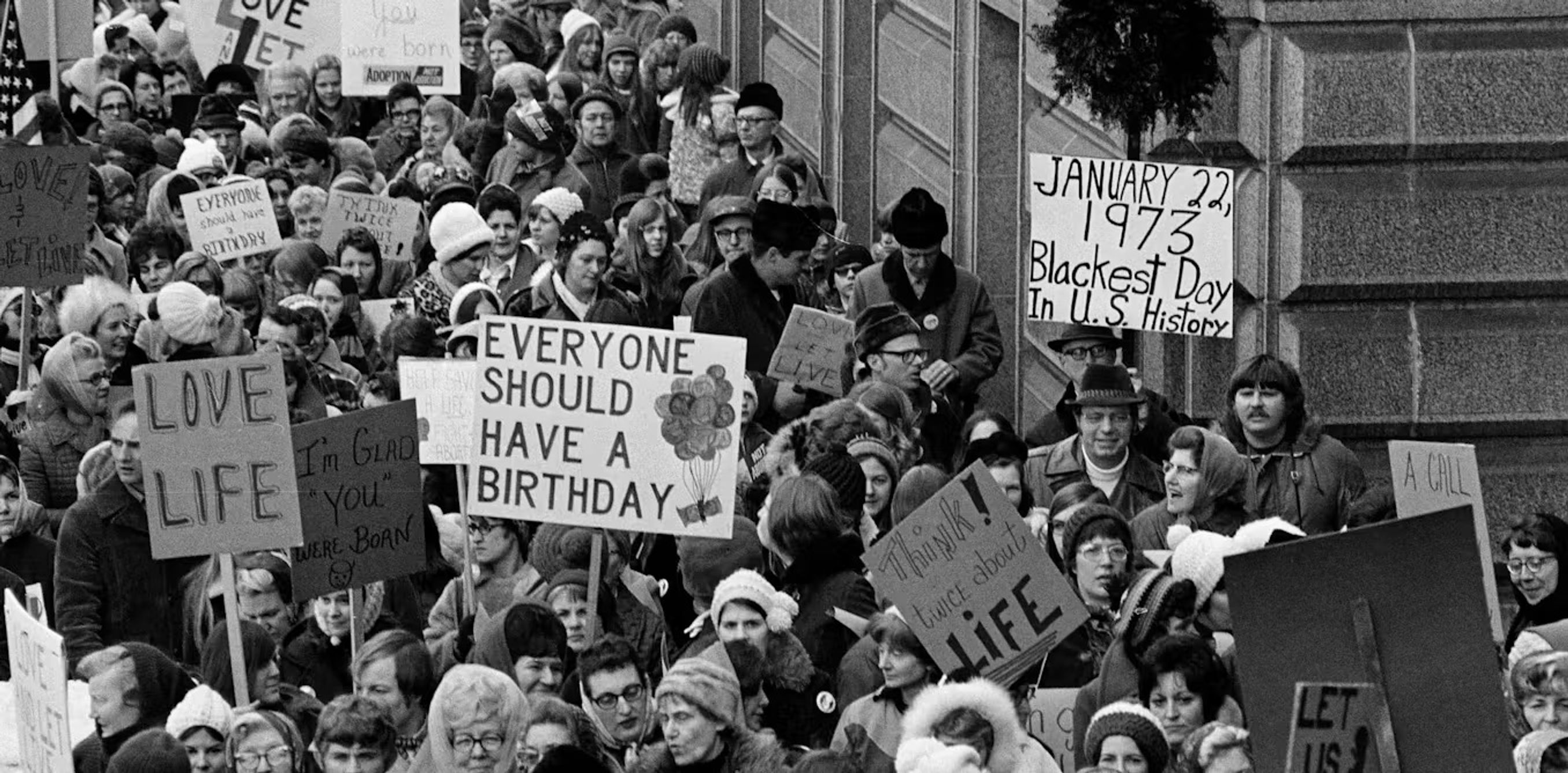 Pro-life rally in Minnesota following Roe v. Wade drew over 5,000 participants, 1973