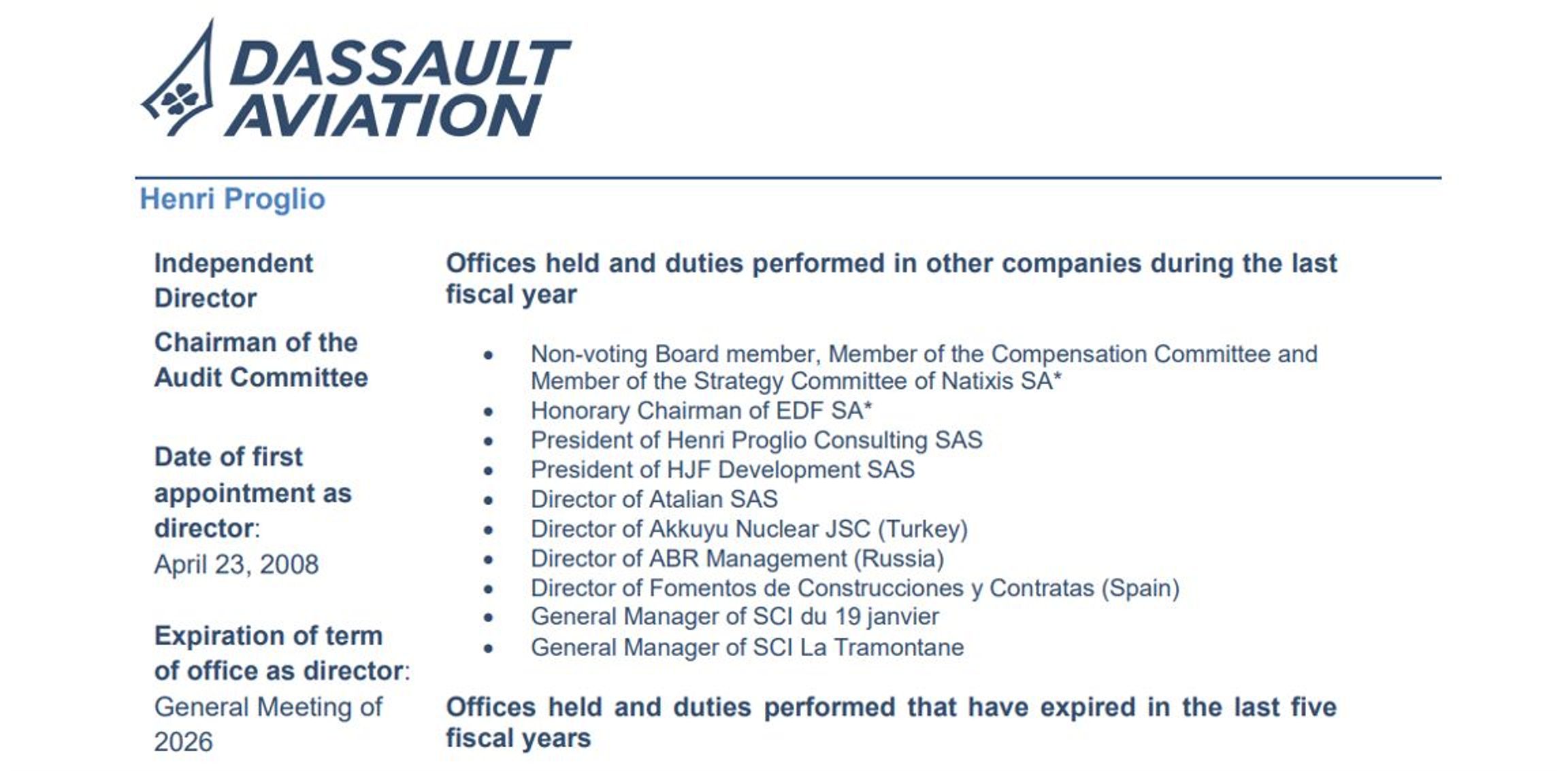 Screenshot from Dassault Aviation’s reporting