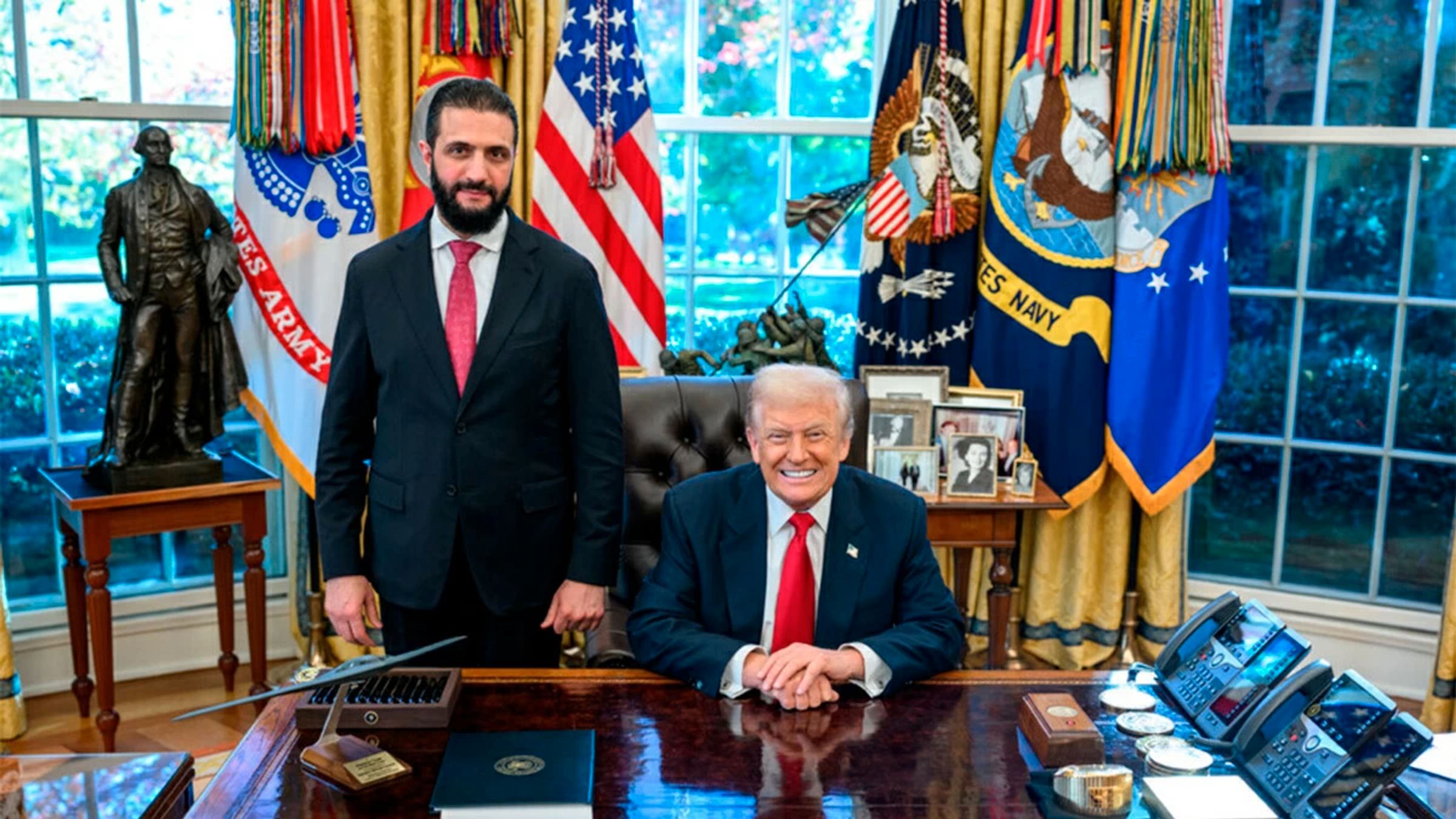 Al-Sharaa in the Oval Office with Donald Trump
