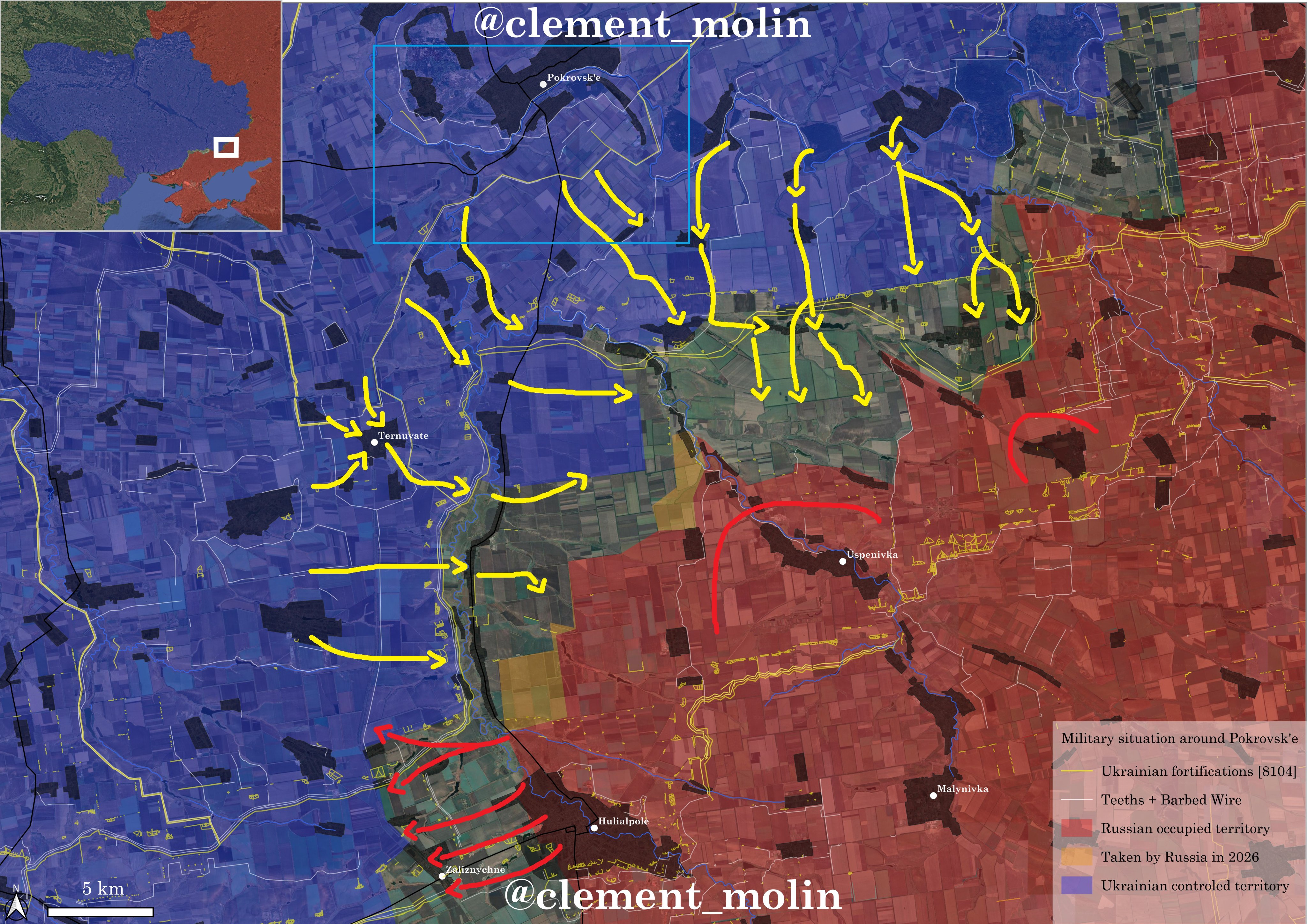 Ситуация на южно-донецком направлении по версии исследователя под ником Clément Molin