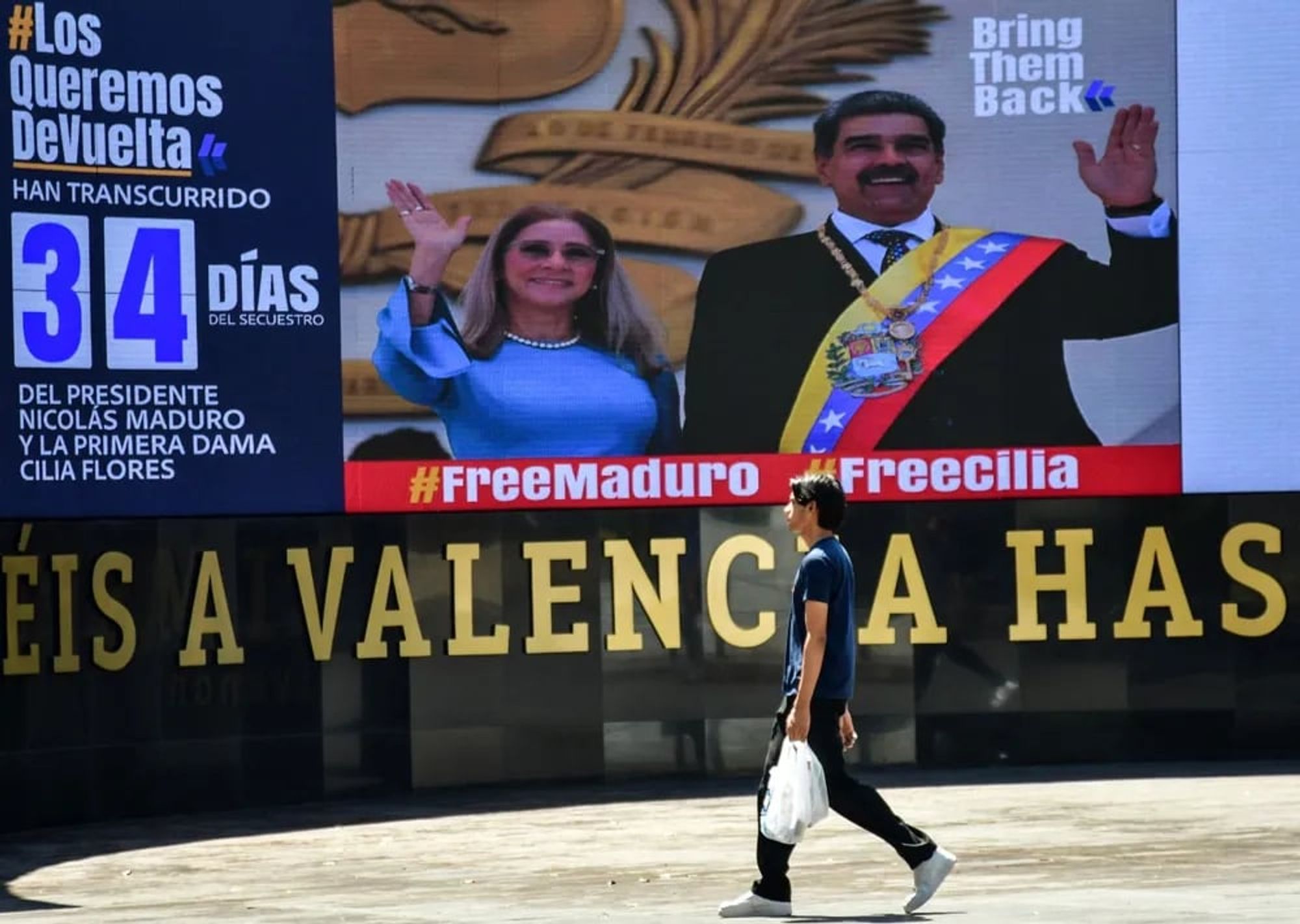 Posters demanding Maduro’s release, Caracas