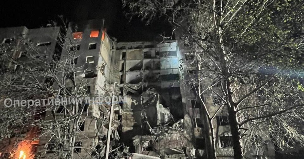 The aftermath of the late-night strike on Kostiantynivka