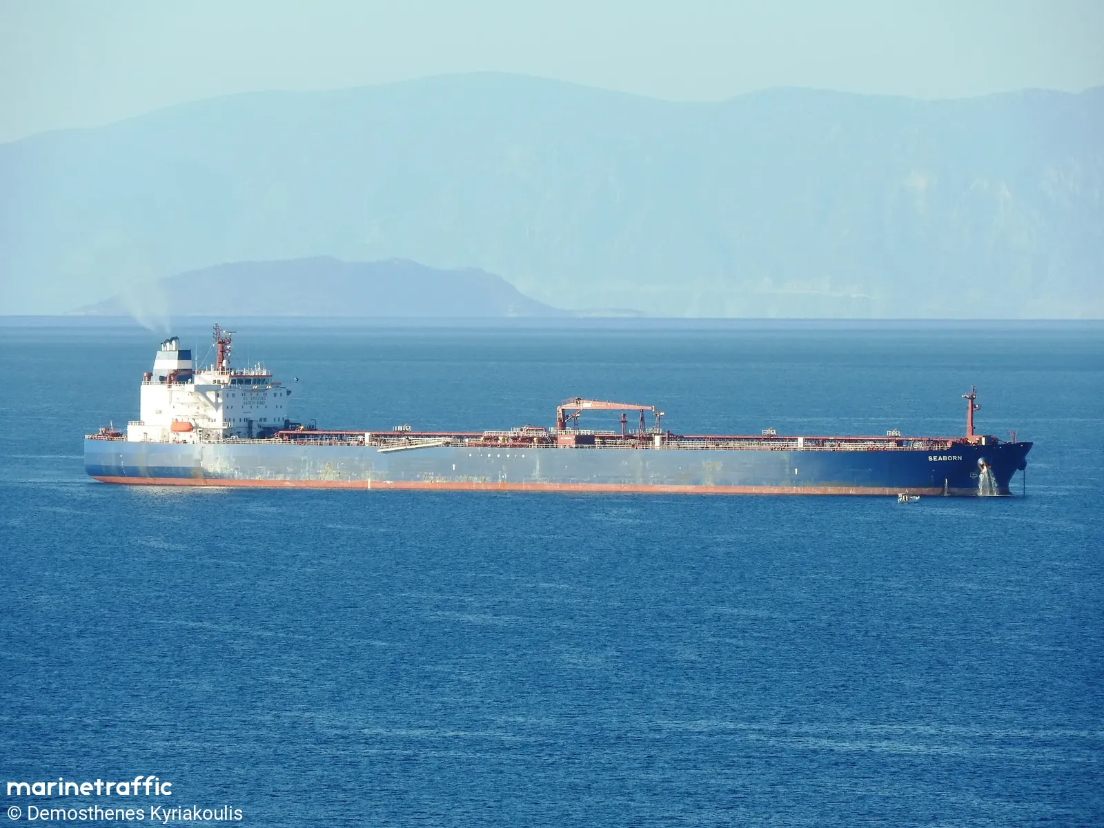 The oil tanker Marathon, pictured above bearing its previous name, “Seaborn.” Photo: Demosthenes Kyriakoulis / MarineTraffic