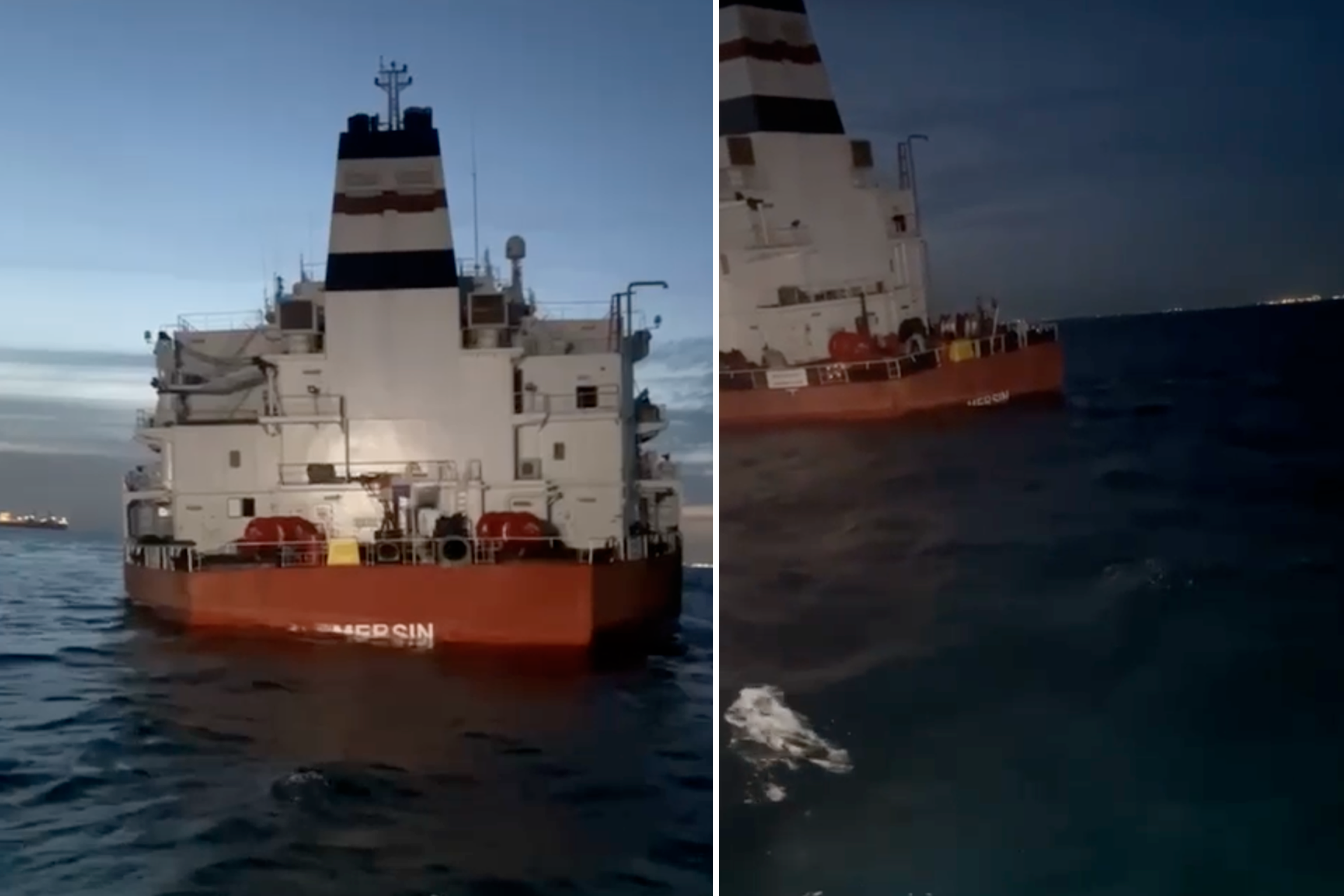 Tanker Mersin sinking off the coast of Senegal, Nov. 27. Photo: Istanbul Haber Ajansı
